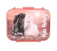Depesche 14132 Miss Melody Blossom Pony - Boîte à goûter Rose pâle, avec Motif Cheval, boîte à goûter à 3 Compartiments et Couvercle Rabattable