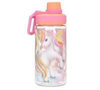 Depesche 14146 Ylvi Sugar Pop - Gourde Transparente aux Couleurs de Bonbons, avec Impression Licorne, Bouchon pour Boire et poignée, contenance env. 500 ML