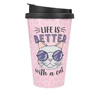 Depesche 2180.031 To-Go Gobelet en plastique avec inscription en allemand Life is Better with a Cat Multicolore 350 ml
