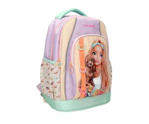 Depesche Dépêche 14151 TOPModel Sunny Dog - Sac à Dos d'école | en jaune clair, violet et turquoise, motif Model avec un chien et un motif canin amusant, à bretelles réglable