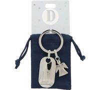 Depesche Depesche-11800-005 11800-005 Porte-clés argenté avec Lettre D et Ange Gardien, Alliage de Zinc, Pochette en Velours colorée Incluse, Multicolored, Taille Unique