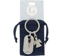 Depesche Depesche-11800-008 11800-008 Porte-clés argenté avec Lettre G et Ange Gardien, Alliage de Zinc, Pochette en Velours colorée Incluse, Multicolored, Taille Unique