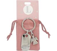 Depesche Depesche-11800-013 11800-013 Porte-clés argenté avec Lettre L et Ange Gardien, Alliage de Zinc, Pochette en Velours de Couleur Incluse, Multicolored, Taille Unique