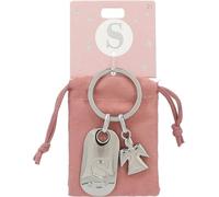 Depesche Depesche-11800-021 11800-021 Porte-clés argenté avec Lettre S et Ange Gardien, Alliage de Zinc, Pochette en Velours de Couleur Incluse, Multicolored, Taille Unique