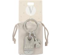 Depesche Depesche-11800-024 11800-024 Porte-clés argenté avec Lettre V et Ange Gardien, Alliage de Zinc, Pochette de Velours colorée Incluse, Multicolored, Taille Unique