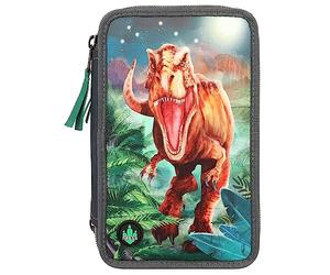 Depesche Dino World 12474 Trousse à 3 compartiments avec effets LED Motif dinosaure
