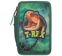 Depesche Trousse à crayons 3 compartiments Dino World 12506 – Motif dinosaure, avec chaîne – Vert
