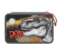Depesche Dino World 3-Compartment Pencil Case, includes stationery, smoke blue,