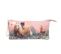 Depesche Miss Melody 12870 Trousse éventail 3 Compartiments zippés Motif Cheval et Chien, Multicolore, Féminin