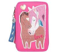 Depesche Miss Melody Love 10529 Trousse 3 Compartiments avec Paillettes Rose env. 20 x 13 x 7 cm