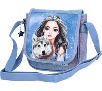Depesche 13153 TOPModel Wolf - Petit Sac à bandoulière en Bleu foncé, avec Motif modèle, étoiles et Paillettes, Sac avec bandoulière réglable