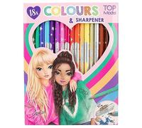 Depesche TOPModel 12215 Lot de 18 crayons de couleur, avec taille-crayon, pour la peinture et l'école