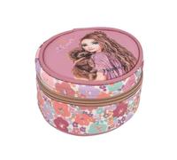 Depesche 13062 TOPModel Floral - Boîte à Bijoux Ronde en Rose foncé, avec Motif de modèle et de Fleurs, boîte à Bijoux avec surpiqûres