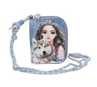 Depesche 13155 TOPModel Wolf lanière en Bleu foncé, avec Motif modèle et Paillettes, Porte Compartiments pour pièces de Monnaie, Billets et Cartes, Multicolor, Taille Unique