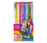 Depesche TOPModel 6694 Lot de 13 crayons de couleur basiques 12 couleurs vives et intenses avec taille-crayon et école de coloriage