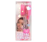 Depesche TOPModel Beauty and Me 12838 Brosse pour Le Visage Rose en Forme de cœur, avec poignée Transparente et confettis, avec Un côté Pinceau et Un côté en Silicone