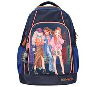Depesche 12565 TOPModel City Girls - Sac à Dos Scolaire en Bleu foncé avec Motif de modèle, Sac d'école avec Bretelles réglables et Pendentif