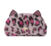 Depesche 13018 TOPModel Rebel Kitty - Sac à Crayons en Peluche Violette, avec Aspect léopard et Paillettes, Porte-Plume avec Oreilles de Chat et Nez en Forme de cœur