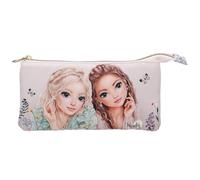 Depesche 13307 TOPModel Summer Feeling - Sac à Crayons en Rose, avec Motif de modèle, Fleurs et Papillons, Sac à Plumes avec 3 Compartiments intérieurs