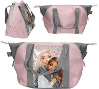Depesche 13321 TOPModel My BFF - Sac de Sport Rose et Gris, avec Motif de Mannequin et Paillettes, Sac avec Forme Ajustable pour Plus de Place