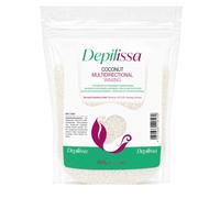 DEPILISSA Cire Épilation Coco 400 g - Perles Sans Bande Peau Sensible | Perles pelables multidirectionnelles à 42 °C, sans bandes, prise 10-15 s et formule sans colophane au parfum coco.