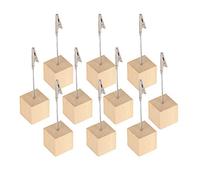 Depisuta 10 Pièces Pinces à Mémo, Base en Bois Pince Porte-photo Cartes de Table Porte-mémo pour Numéros de Table en Acier pour Cadeaux de Mariage et Utilisation au Bureau, Clips pour Photos et Notes