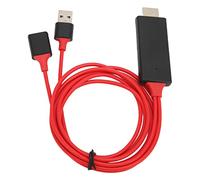 Depisuta Adaptateur de Câble HDTV Connecteur D'écran Digital AV, Résolution Complète Adaptateur de Câble D'interface Multimédia HD 1080P Résolution pour Le Système iOS (Rouge)
