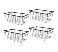 Depisuta Bacs de rangement pour congélateur, 4 séparateurs métalliques en fer, paniers de rangement empilables avec poignée pour armoires de cuisine et réfrigérateur