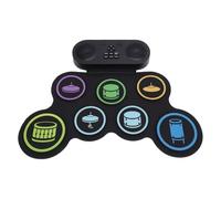 Depisuta Batterie électronique Kit De Batterie électronique Midi 9 Pads Enroulable Pour L'entraînement Baguettess Double Haut-Parleur Intégré, Prise Casque Bluetooth Aux Pour Enfants