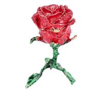 Depisuta Boîte à Bijoux en Rose Rouge, Boîte à Bijoux en émail en Alliage en Zinc avec Rangement à l'épreuve des Poussières pour Boucles d'oreilles Colliers à la Maison Décor