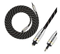 Depisuta Câble Fibre Optique Numérique Toslink vers Mini Prise, 250 M Bit/s, 3,5 Mm, Connecteur plaqué or, PVC Noir pour Pro (2m)