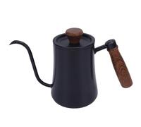 Depisuta Café à Col en Bouilloire, 600 Ml Bafé à Main en Acier Inoxydable avec une Longue Bouffée étroite et Poignée en Bois, pour le Camping à Domicile Verser sur le café Goutte (BLACK)