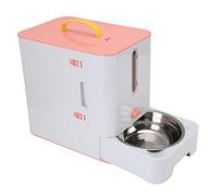 Depisuta Contenant De Stockage pour Aliments pour Animaux, Station d'alimentation pour Chats avec Fenêtre Transparente Et Bol en Acier Inoxydable Distributeur Hermétique pour Aliments (Rosé)