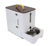 Depisuta Contenant De Stockage pour Aliments pour Animaux, Station d'alimentation pour Chats avec Fenêtre Transparente Et Bol en Acier Inoxydable Distributeur Hermétique pour Aliments (Brown)