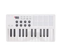 Depisuta Contrôleur de Clavier MIDI 25 Touches, Portable avec 8 Pads de Batterie Rétroéclairés RVB, 8 Boutons et 2 Bandes Tactiles, pour L'enregistrement sur Ordinateur