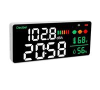 Depisuta Décibelmètre 4 en 1, Sonomètre Mural, Détecteur de Niveau Sonore Portable USB de Type C, Testeur de Bruit DB Rechargeable pour Salle de Classe, Studio, Maison, Usine