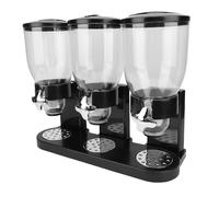 Depisuta Distributeur Triple de Nourriture Sèche, Conteneurs de Céréales de Comptoir de Grande capacité, Distribution de 1 Once par Torsion et Préservation de la Fraîcheur pour les Bonbon (BLACK)
