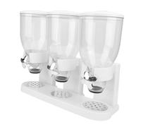 Depisuta Distributeur Triple de Nourriture Sèche, Conteneurs de Céréales de Comptoir de Grande capacité, Distribution de 1 Once par Torsion et Préservation de la Fraîcheur pour les Bonbon (WHITE)