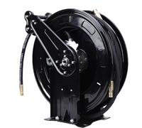 Depisuta Enrouleur de tuyau pour nettoyeur haute pression, 3/8 Pouces X 49,21 Pieds, rétractable, en acier robuste, double bras, enrouleur automatique, 4 000 psi, montage mural/au sol
