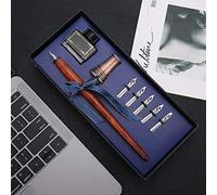 Depisuta Ensemble de Stylos à Plume en Acier Inoxydable avec Porte-Stylo en Bois, Idéal pour le Dessin au Stylo à Bille et la Calligraphie au Dur, adapté aux Bandes Dessinées et aux Artistes