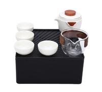 Depisuta Ensemble de thé chinois Kung Fu, Ensemble de théière en céramique portable avec 4 tasses, boîte de stockage et sac de stockage de voyage pour Outdoor Travel Home Bureau cadeaux