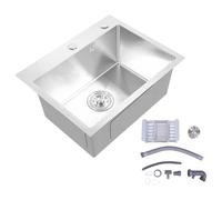 Depisuta Évier de Cuisine à un Seul Bac 20x16x9 Pouces | Acier Inoxydable 304, Montage Par-dessus, Par-dessous ou Affleurant, Utilisation en Cuisine de Camping-car et de Bateau,