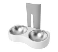 Depisuta Gamelle Murale pour Animaux de Compagnie, Station d'alimentation surélevée Suspendue en Acier Inoxydable à Hauteur réglable, Conception Anti basculement pour Chats (Gris Blanc)