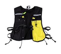 Depisuta Gilet de Course avec Bandes Réfléchissantes de Nuit | Conception Légère Respirante, Ergonomique et Réglable, 2 Poches Avant pour Bouteille, pour Course Pied et Cyclisme Marathon