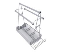 Depisuta Grill Caddy, Caddy BBQ en Acier en Carbone avec Porte-Rouleau en Papier pour Le Rangement des Ustensiles de Cuisine de Camping