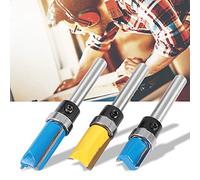 Depisuta Jeu de Mèches de Toupie Durables en Carbure cémenté, Outil de Coupe de Gravure à Rainurer pour Charpentiers, 3 Pièces de Foret à Tige 1/4 Bleu et Jaune pour Tondeuses électriques