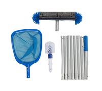 Depisuta Kit de Nettoyage de Piscine Comprenant Un Filet D'écumoire à Feuilles, Une Tête de Brosse de Piscine, Une Brosse à Récurer à la Main et Un Poteau, Un Ensemble D'outils de