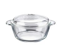 Depisuta Plat à four en verre borosilicate haute résistance avec couvercle pour une répartition homogène de la chaleur, compatible micros-ondes, grandes poignées ergonomiques (S 0,7L)
