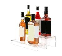 Depisuta Présentoir de Bouteilles d'alcool en Acrylique à 2 Pneus, Support Transparent de 13,4 X 8,7 X 3,7 Pouces, Conception Modulaire pour des Mises en Page Personnalisées