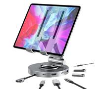Depisuta Support de Hub USB C, Station d'accueil USB C Rotative à 360° 11 en 1 avec HDMI 4K60 Hz, Ethernet RJ45 Gigabit, Aux 3,5 Mm, Lecteur de Carte SD TF, Chargement PD 100 W
